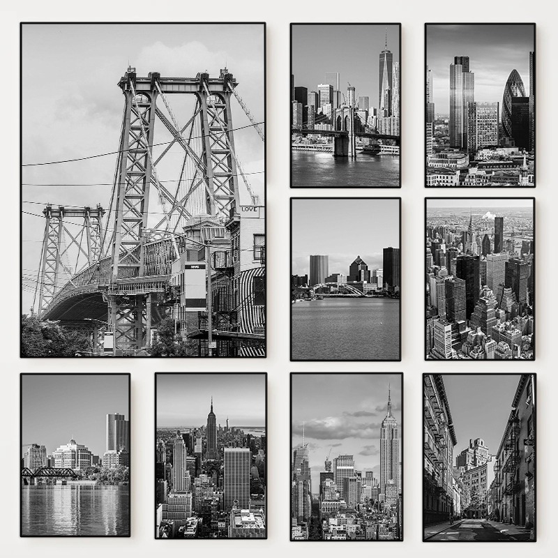 Photography New York - 흑백 뉴욕시 사진 포스터 뉴욕 지도