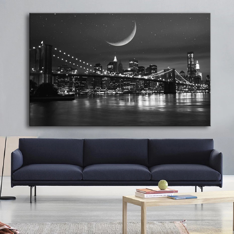 흑백 뉴욕 맨해튼 브리지 풍경 포스터 브루클린 브리지  - Photography New York 리뷰 및 가격