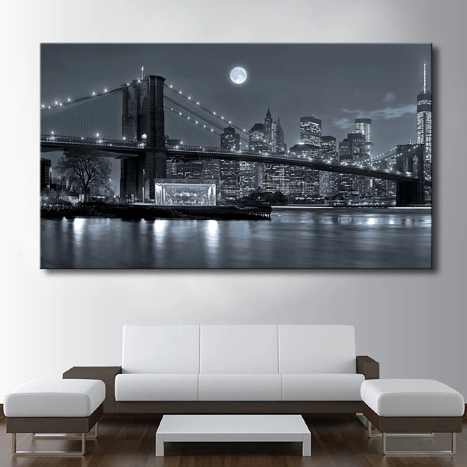 흑백 뉴욕 맨해튼 브리지 풍경 포스터 브루클린 브리지  - Photography New York 리뷰 및 가격