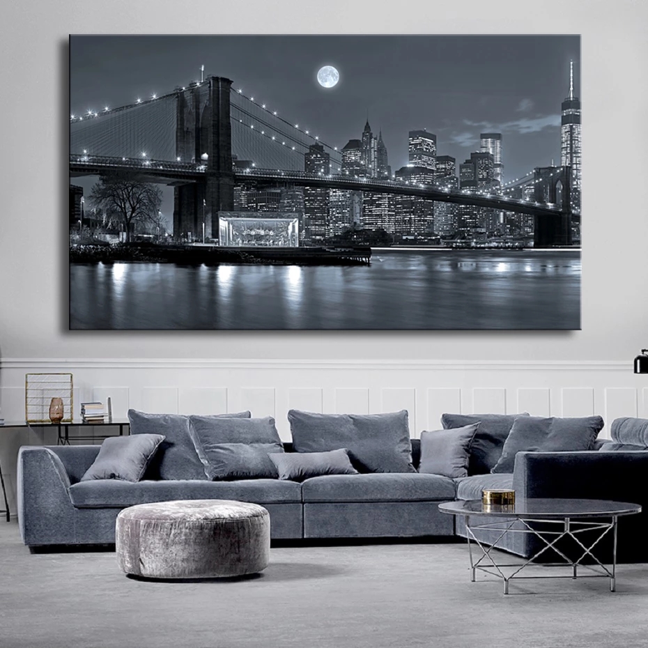 흑백 뉴욕 맨해튼 브리지 풍경 포스터 브루클린 브리지  - Photography New York 리뷰 및 가격