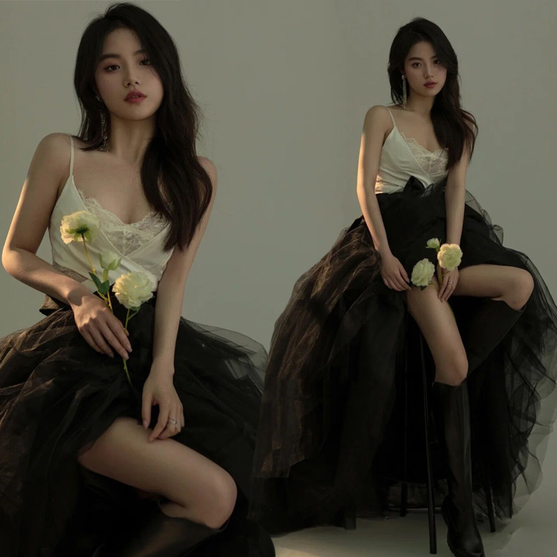 블랙 엔젤 레이스 사진 촬영 의상 일본 스타일 스튜디오 - Photography Year 리뷰 및 가격