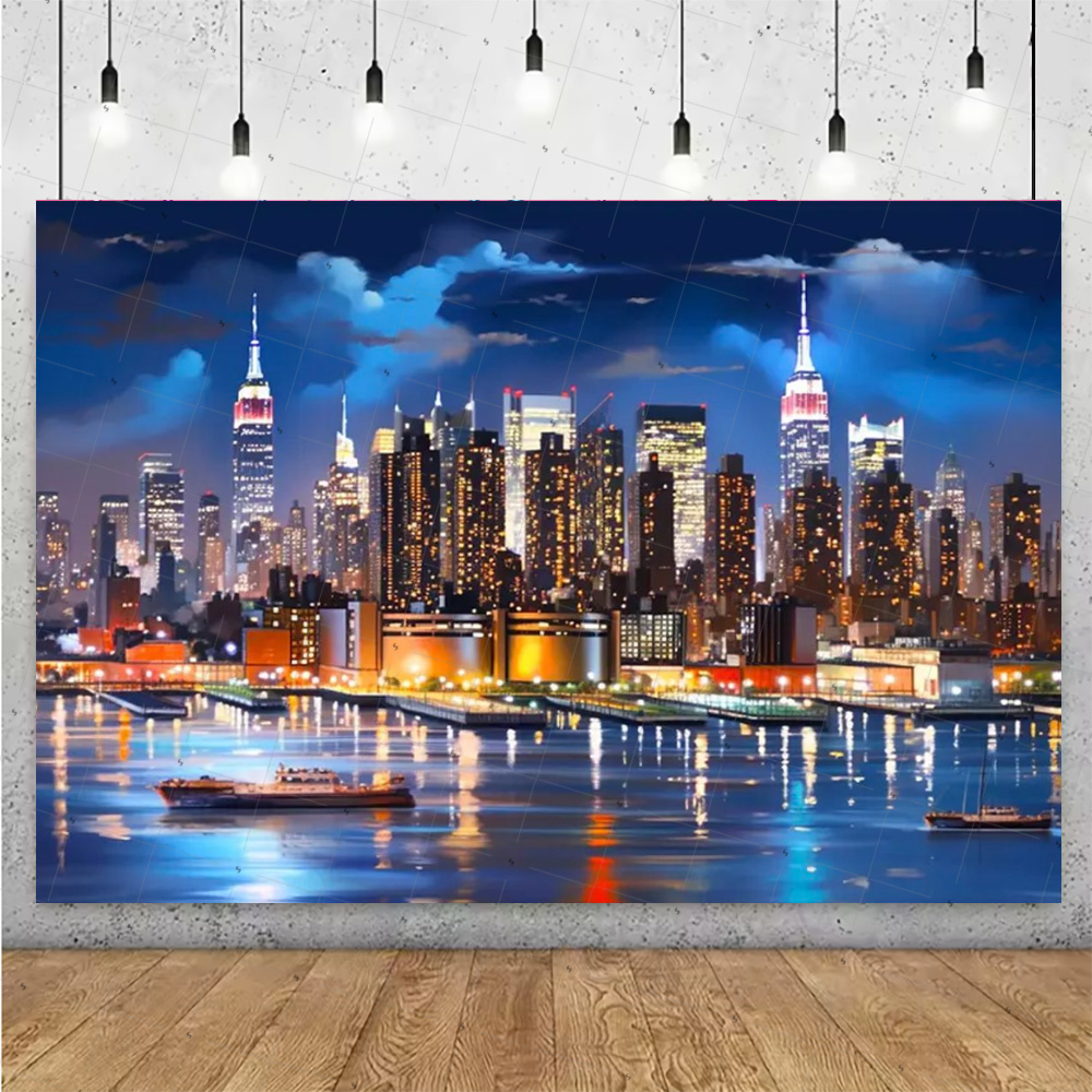 야경 고층 건물 배경 배너 뉴욕시 사진 배경 용품 파티 - Photography New York 리뷰 및 가격