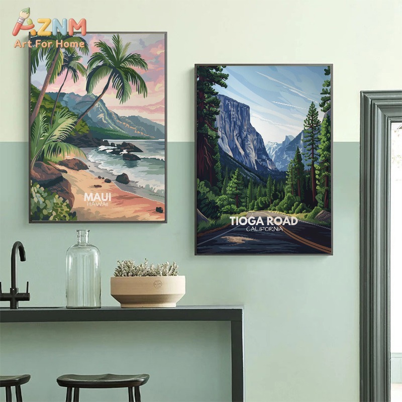 AZNM 빈티지 미국 국립공원 도시 풍경 캔버스 프린트 - Photography New York 리뷰 및 가격