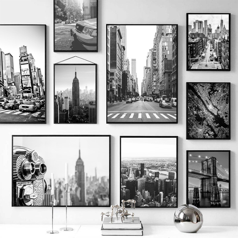 뉴욕시 캔버스 회화 포스터 및 인쇄물 흑백 벽 예술 그 - Photography New York 리뷰 및 가격
